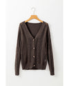 Dark Khaki Open Knit Drop Shoulder Sweater Cardigan - M