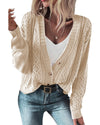 Beige Open Knit Drop Shoulder Sweater Cardigan - 2XL