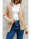 Beige Open Knit Drop Shoulder Sweater Cardigan - 2XL