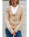 Beige Open Knit Drop Shoulder Sweater Cardigan - 2XL