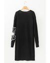 Black Flower Embroidered Drop Shoulder Open Front Duster Cardigan - XL