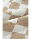 Smoke Gray Gingham Striped Knitted Open Front Cardigan - L