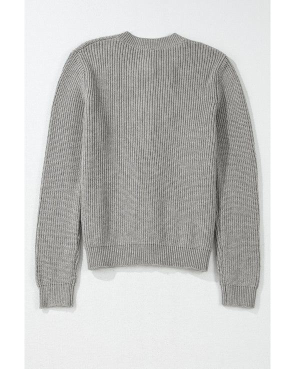 Philippine Gray Ribbed Knit Bow Front Buttoned Cardigan - L