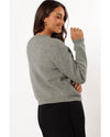 Philippine Gray Ribbed Knit Bow Front Buttoned Cardigan - L