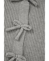 Philippine Gray Ribbed Knit Bow Front Buttoned Cardigan - L