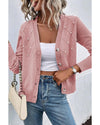 Sepia Rose Textured Knit Pearl Beaded Button Up Cardigan - XL
