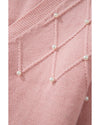 Sepia Rose Textured Knit Pearl Beaded Button Up Cardigan - XL