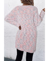Pink Multicolor Confetti Open Front Knit Cardigan - M