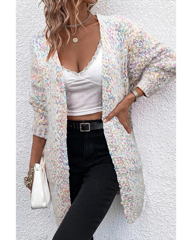 Yellow Multicolor Confetti Open Front Knit Cardigan - M
