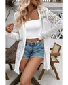 White Crochet Hollow Out Open Front Cardigan - XL