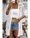 White Crochet Hollow Out Open Front Cardigan - XL
