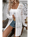 White Crochet Hollow Out Open Front Cardigan - XL