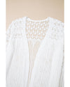 White Crochet Hollow Out Open Front Cardigan - XL