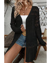 Black Crochet Hollow Out Open Front Cardigan - M