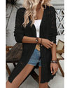 Black Crochet Hollow Out Open Front Cardigan - M