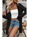 Black Crochet Hollow Out Open Front Cardigan - M