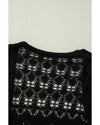 Black Crochet Hollow Out Open Front Cardigan - M