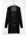 Black Crochet Hollow Out Open Front Cardigan - M