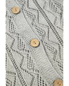 Gray Hollow Out Buttons Front Long Cardigan - M