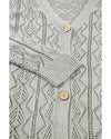 Gray Hollow Out Buttons Front Long Cardigan - M