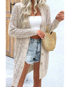 Parchment Hollow Out Buttons Front Long Cardigan - M