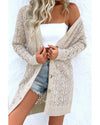 Parchment Hollow Out Buttons Front Long Cardigan - M