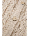 Parchment Hollow Out Buttons Front Long Cardigan - M