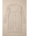 Parchment Hollow Out Buttons Front Long Cardigan - M