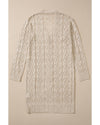 Parchment Hollow Out Buttons Front Long Cardigan - M