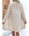 Parchment Hollow Out Buttons Front Long Cardigan - M