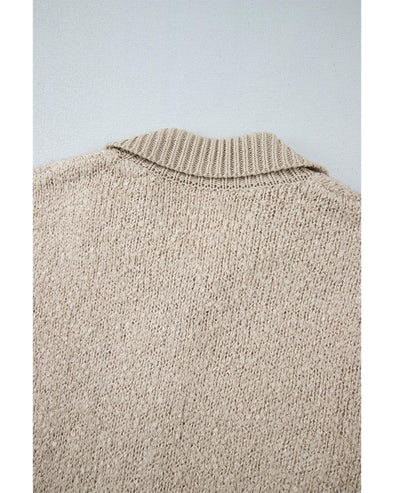 Jet Stream Collared Drop Shoulder Button Up Cardigan with Pocket - L