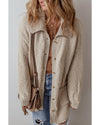 Jet Stream Collared Drop Shoulder Button Up Cardigan with Pocket - XL