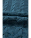 Peacock Blue Cable Knit Button Front Pocketed Baggy Cardigan - L