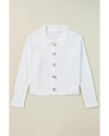 White Collared Button-up Loose Fit Casual Sweater - S