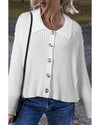 White Collared Button-up Loose Fit Casual Sweater - S