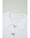 White Collared Button-up Loose Fit Casual Sweater - S