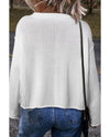 White Collared Button-up Loose Fit Casual Sweater - S