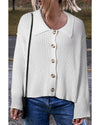 White Collared Button-up Loose Fit Casual Sweater - S