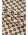 Brown Checkered Striped Patched Buttoned V Neck Cardigan - M
