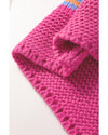 Rose Stripe Colorful Puff Sleeve Drop Shoulder Loose Cardigan - L