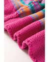 Rose Stripe Colorful Puff Sleeve Drop Shoulder Loose Cardigan - XL