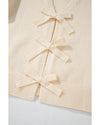 Jet Stream Bowknot Front Loose V Neck Knitted Cardigan - S