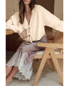 Jet Stream Bowknot Front Loose V Neck Knitted Cardigan - S