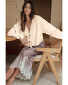 Jet Stream Bowknot Front Loose V Neck Knitted Cardigan - S