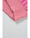 Pink Striped Buttoned V Neck Drop Shoulder Cardigan - M