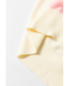 White Stripe Colorful Pattern Button Front Sweater Cardigan - L