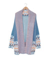 Azura Exchange Blue Aztec Print Open Front Knitted Cardigan - L