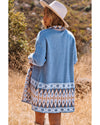 Azura Exchange Blue Aztec Print Open Front Knitted Cardigan - XL