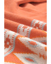Orange Printed Aztec Print Open Front Knitted Cardigan - M
