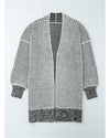 Azura Exchange Gray Plaid Knitted Long Open Front Cardigan - M